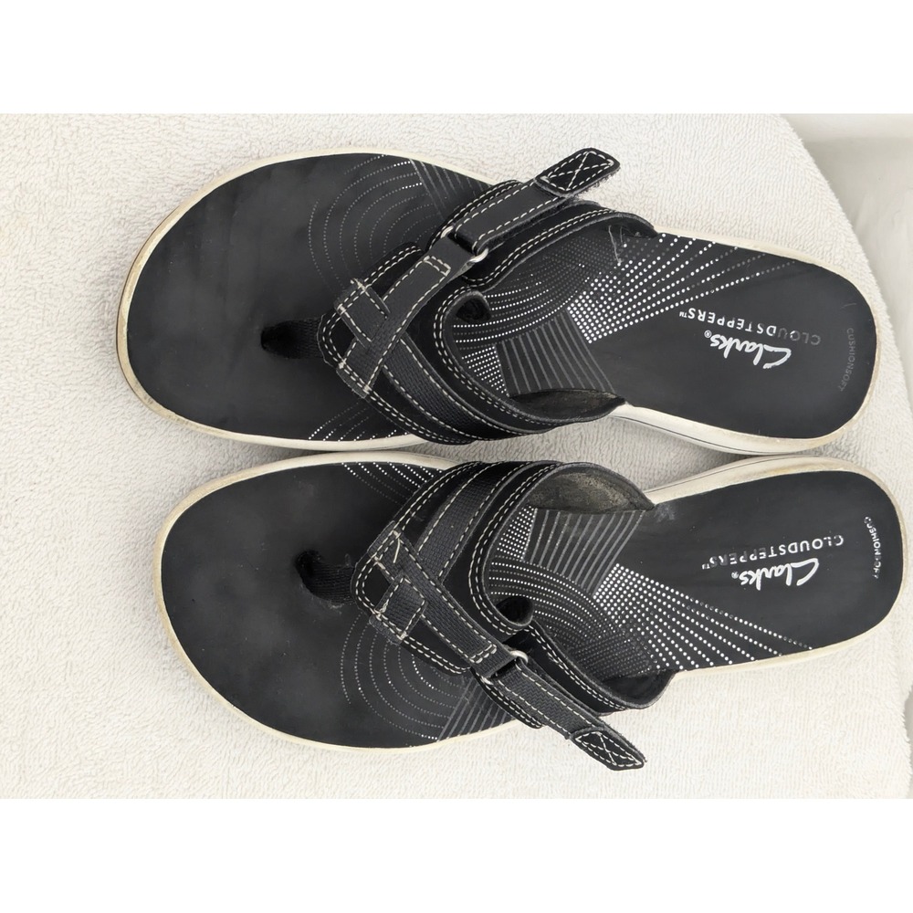 Clarks Cloudsteppers Arla Glitz Black Thong Sandals Womens 8 M 261255054055